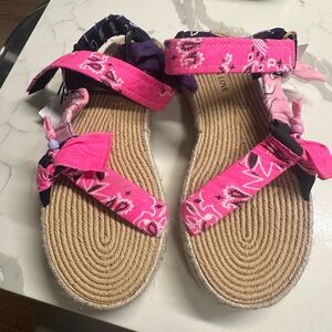 Pink and Purple Sandals with Rope Soles